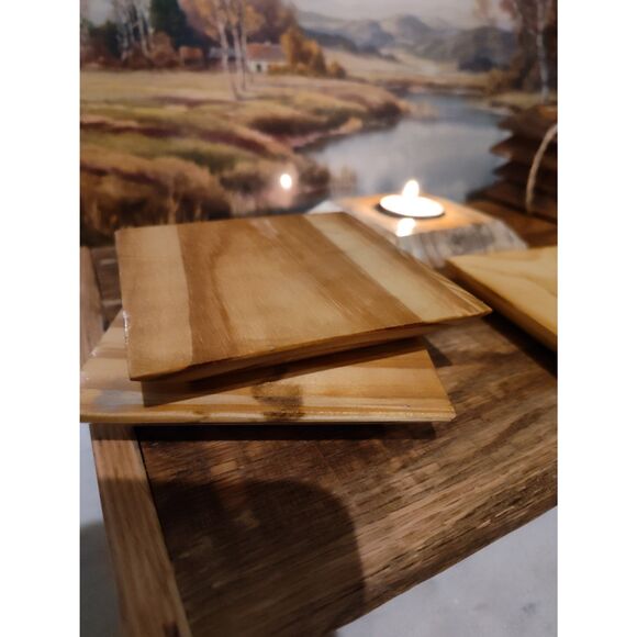 Handcrafted Reclaimed Wood Rustic Candle Holders Set 4 Dark Stain or Plain - Picture 2 of 6